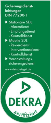 DEKRA Siegel – DIN 77200-1 Sicherungsdienstleistungen (Stationär, Mobil, Veranstaltungen)